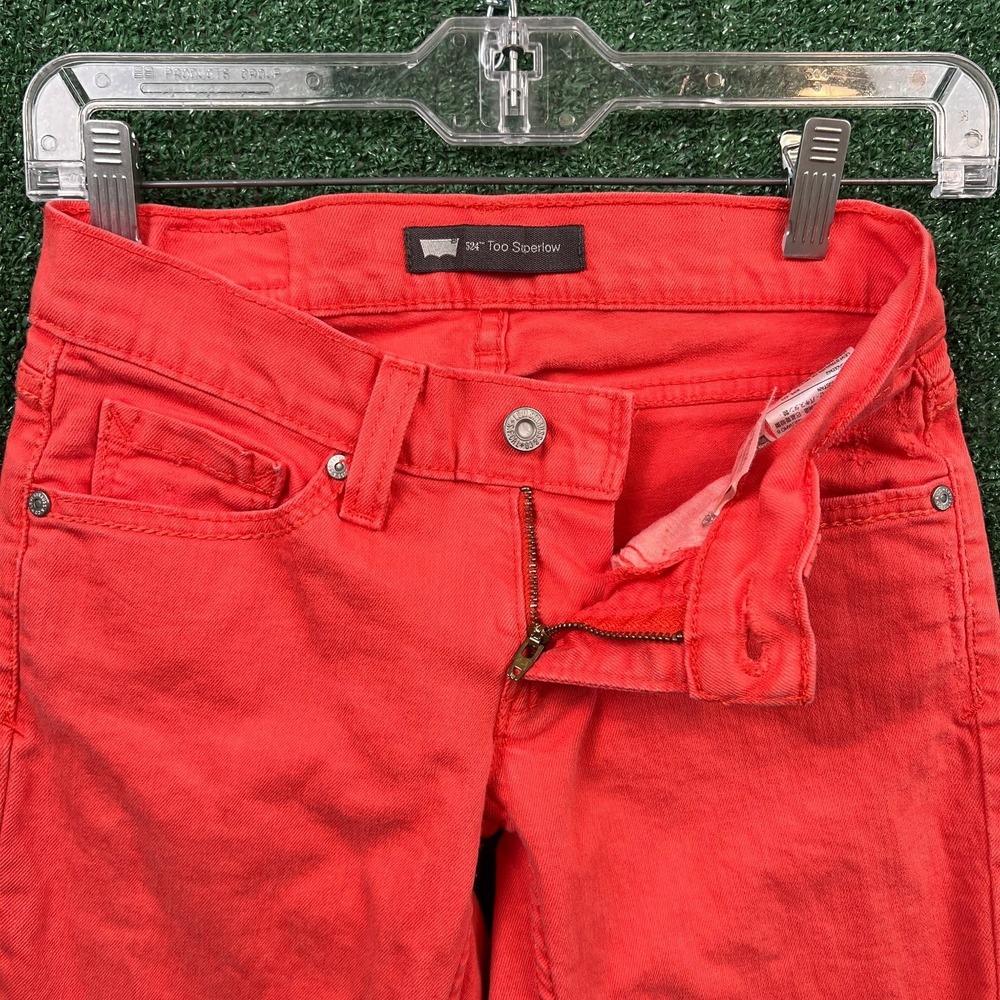 Levis 524 Skinny Jeans Womens 26x30.5 Coral Distressed Stretch Denim Modern